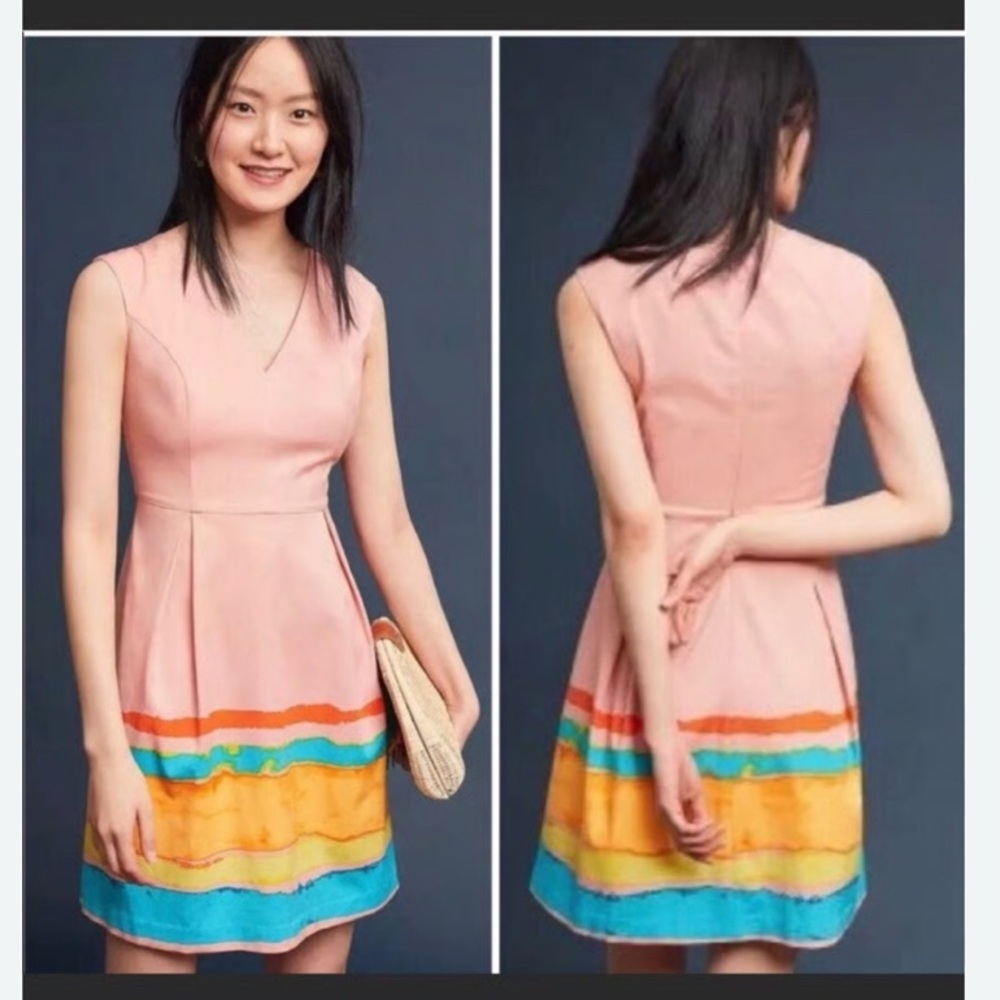 Chic Pink Multicolor Mini Dress